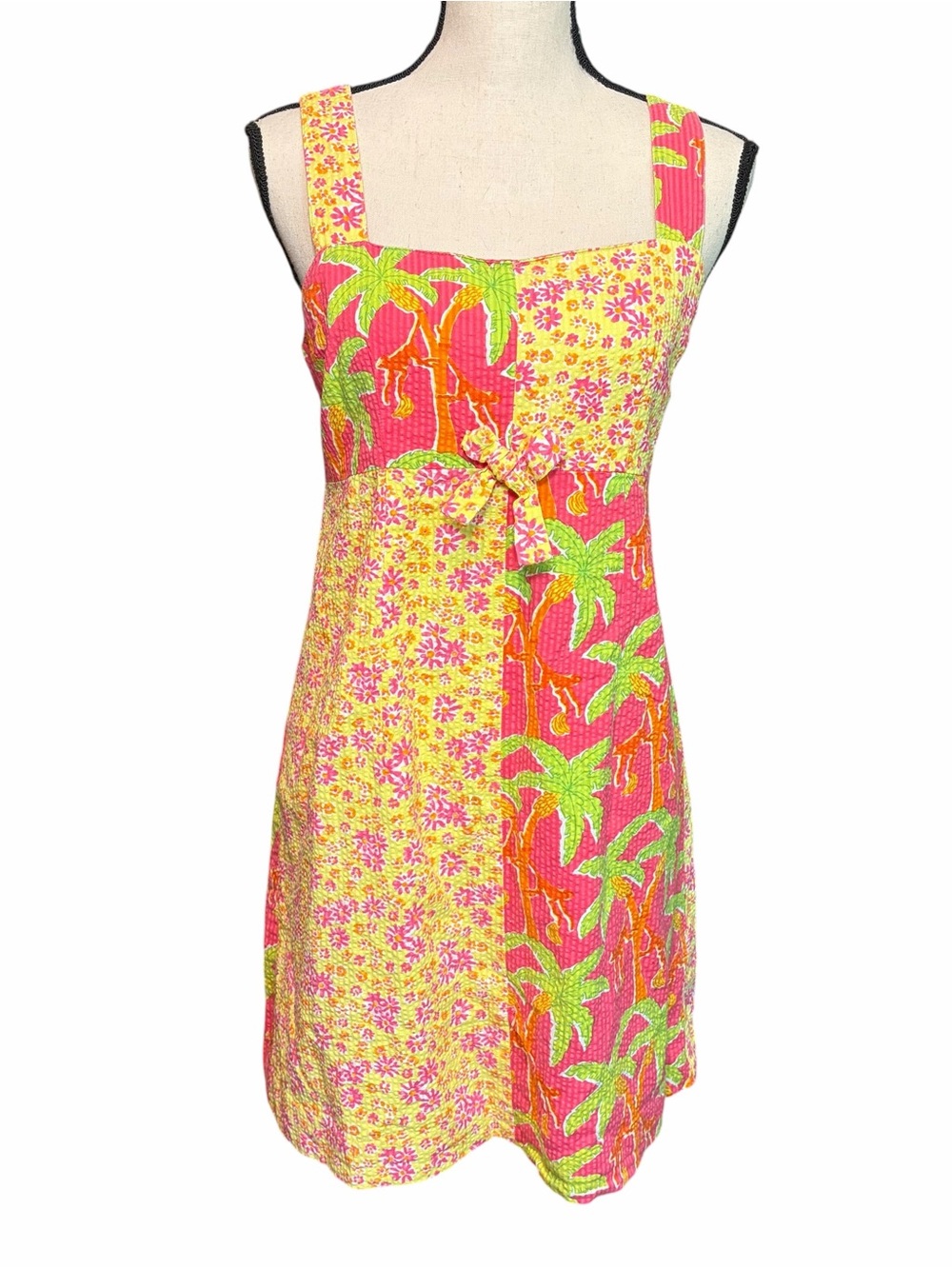 Lilly Pulitzer Floral Tie-Waist Sundress in Pink, Yellow & Green